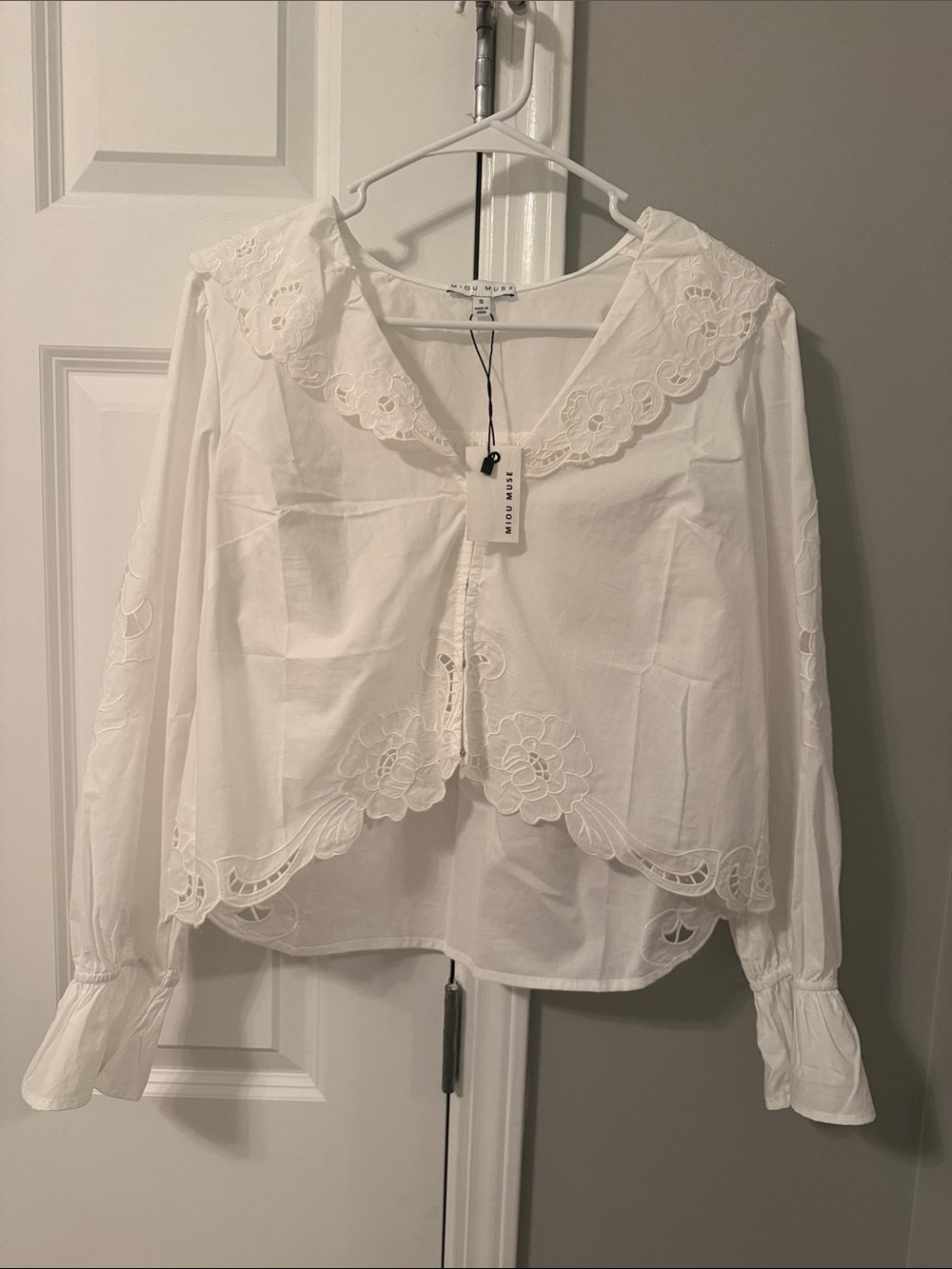 White Embroidered Cotton Blouse - Miu Miu from CocoLilys